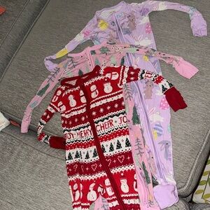 Set of 3 little sleepies holiday pajamas girl toddler